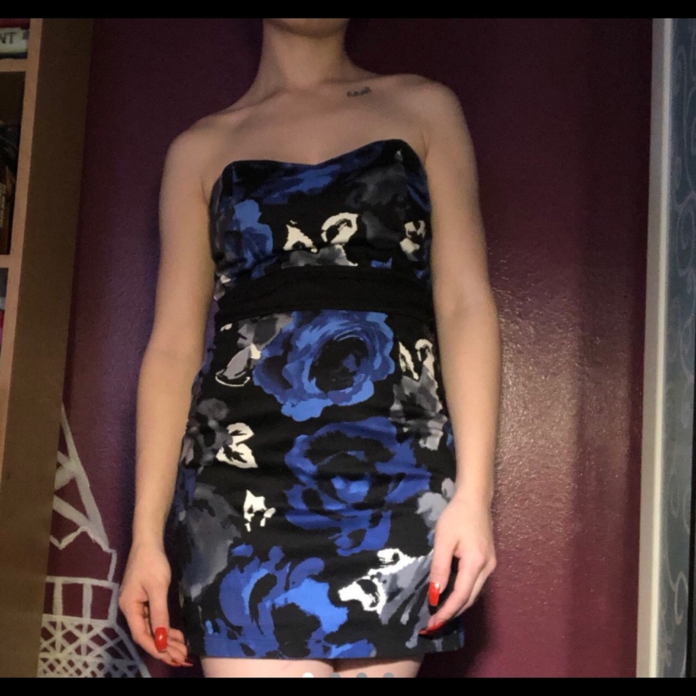 Black and Blue Mini Dress